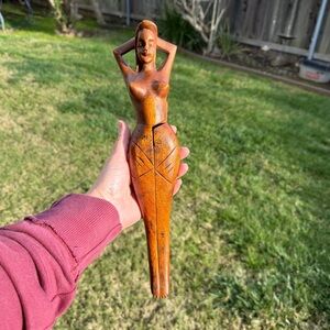 Vintage Folk Art Lady Wood Nutcracker Hand Carved MCM Heritage